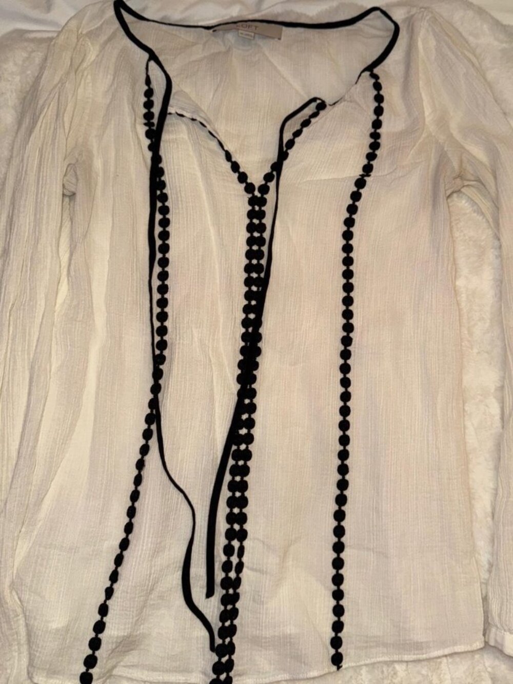 LOFT white top with black detailing Size XS